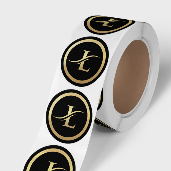 Stickers op rol met foliedruk