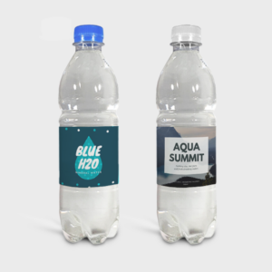 Waterfles met mat of glanzend etiket